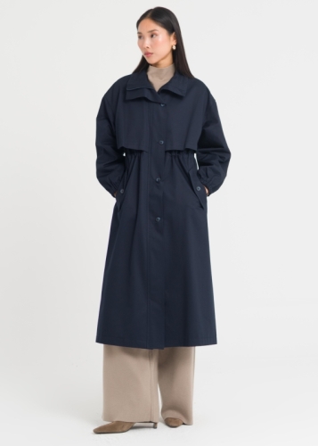 Beli Büzgülü Fermuarlı Trençkot