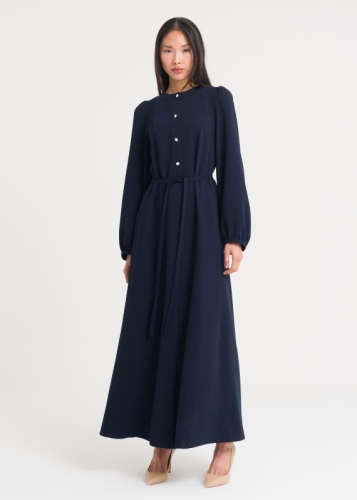 Karpuz Kollu Kemerli Elbise