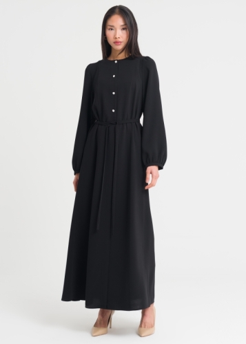 Karpuz Kollu Kemerli Elbise