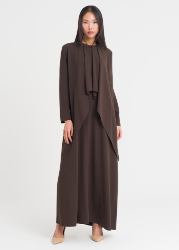 Sıfır Yaka Parça Detaylı Elbise