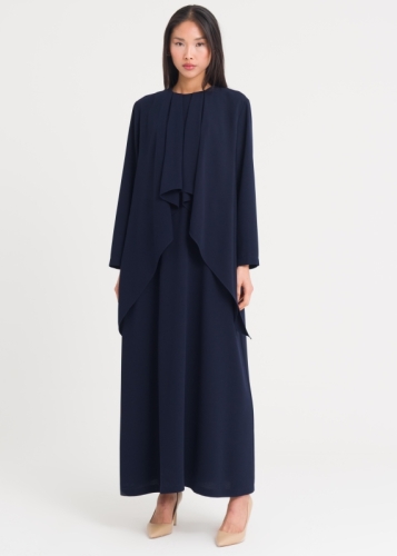 Sıfır Yaka Parça Detaylı Elbise