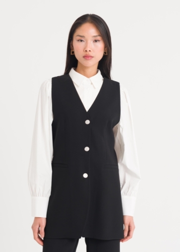 Düğmeli Uzun Yelek