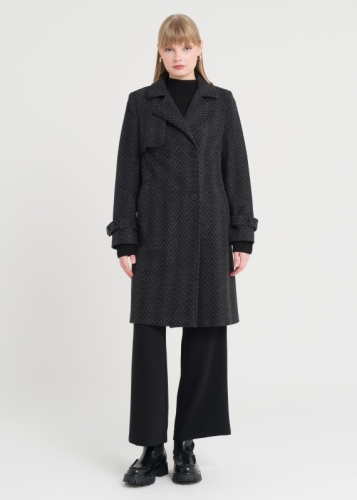 Kırçıllı Kruvaze Kısa Kaban