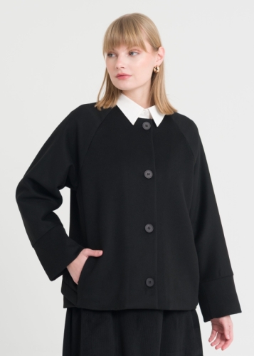 Düğme Kapama Kısa Kaban