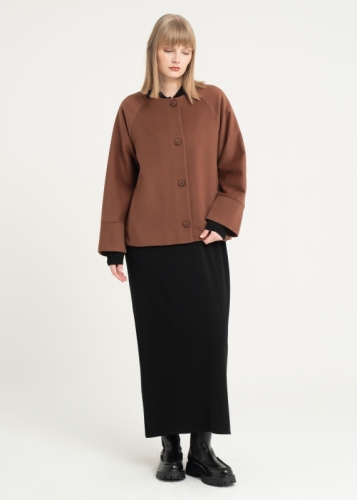 Düğme Kapama Kısa Kaban