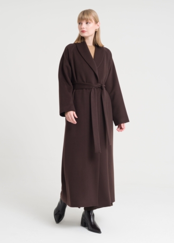 Şal Yaka Kemerli Manto