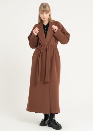 Şal Yaka Kemerli Manto