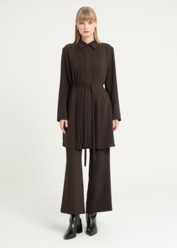 Pilise Detaylı Kemerli Tunik