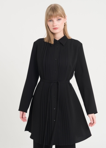 Pilise Detaylı Kemerli Tunik