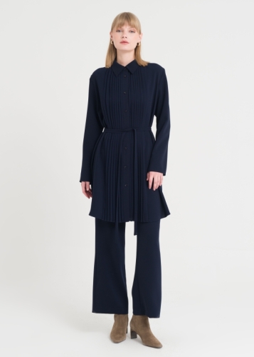 Pilise Detaylı Kemerli Tunik